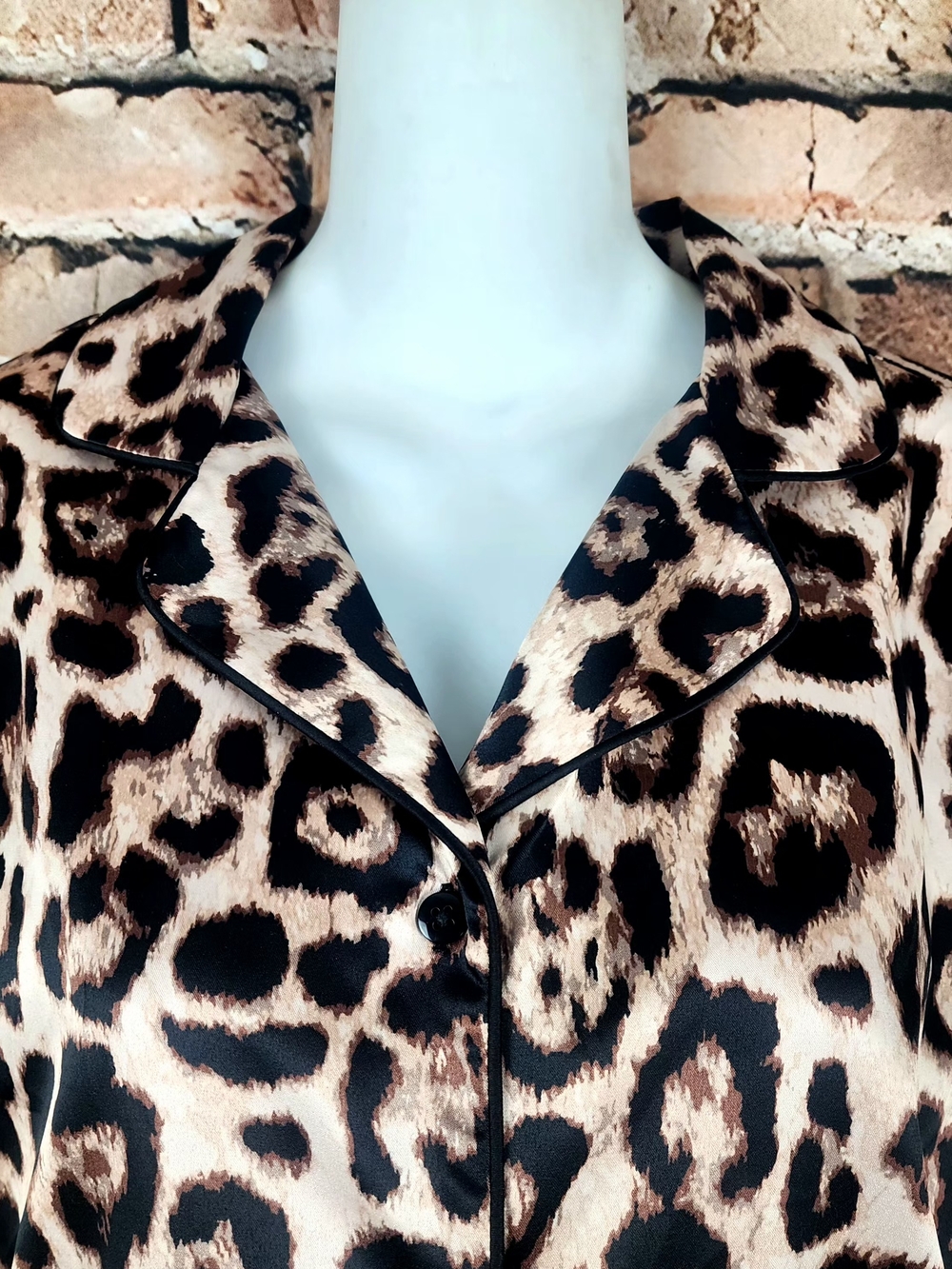 New Ladies Joyspun Leopard Animal Print Satin Charmeuse Pajama Lounge Pant Set - Picture 5 of 7